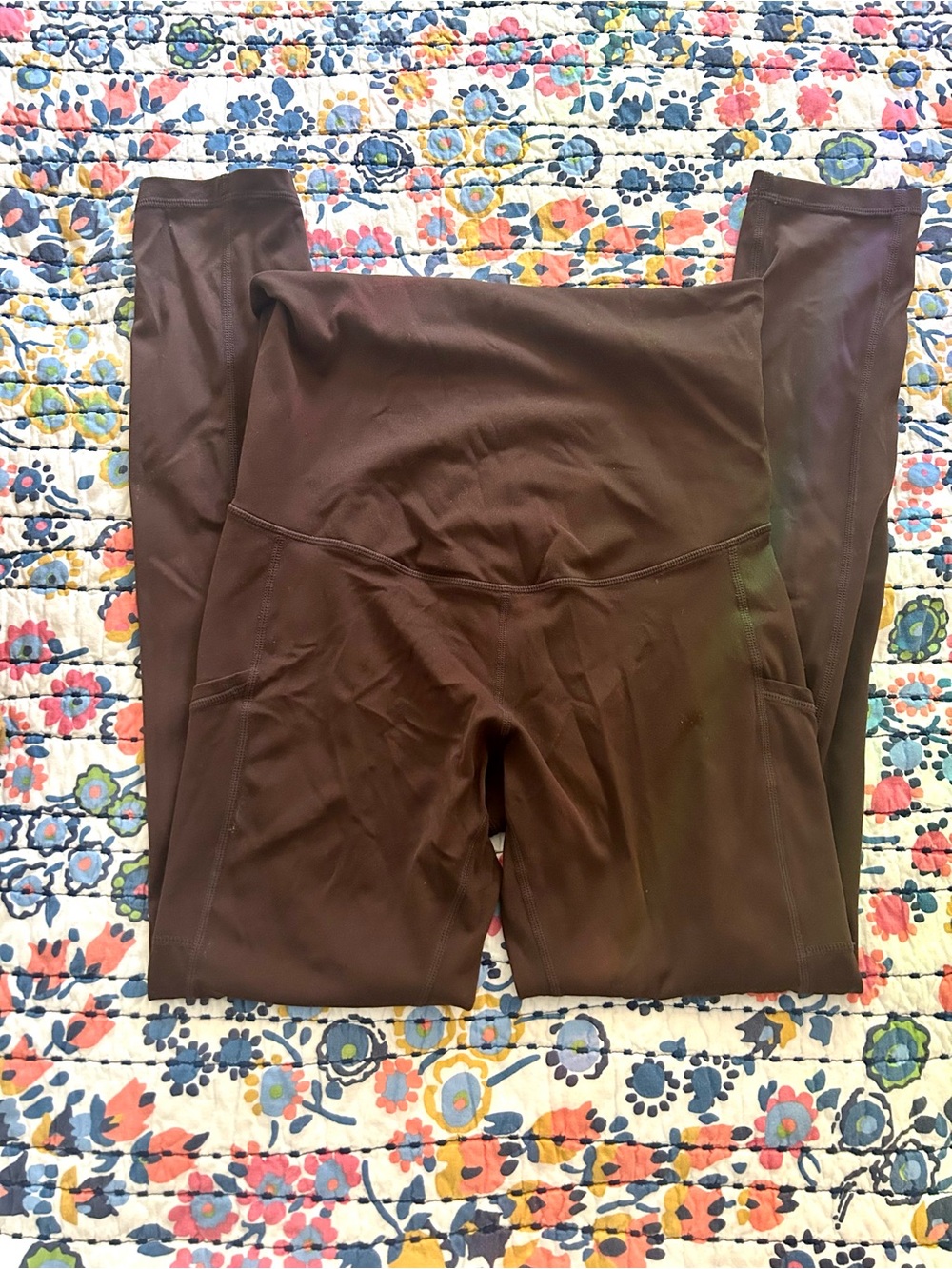 Quince Ultra-Form Maternity Pocket Leggings - Espresso Dark Brown Sz M - Picture 11 of 13